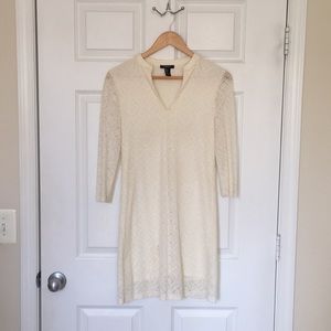 White 3/4 Sleeve Lace Dress